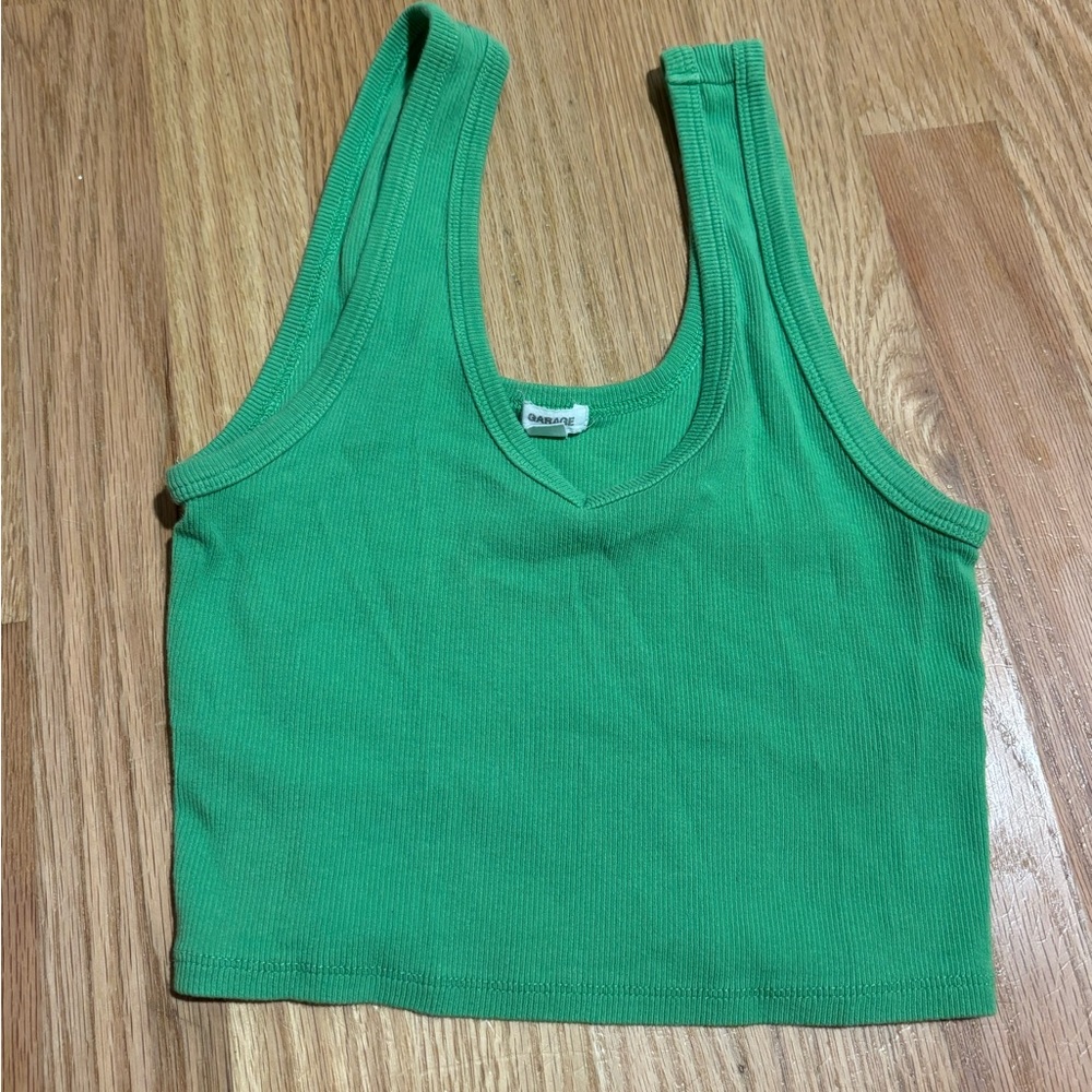 Garage Green Fitted Crop Tank Top